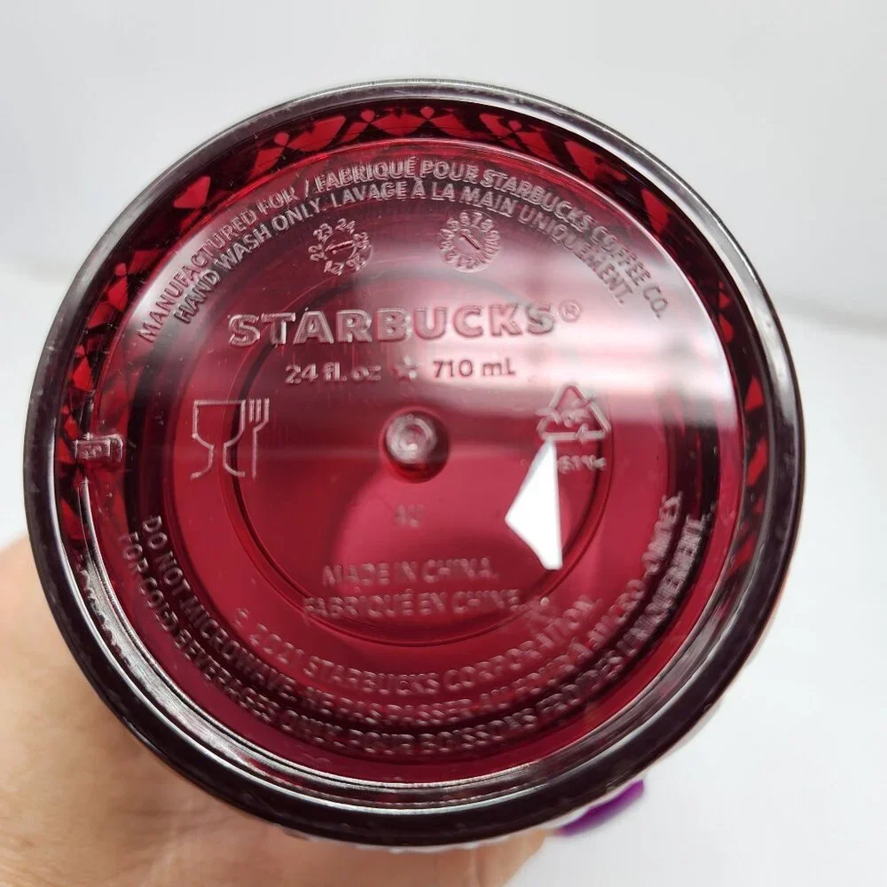 Starbucks Holiday 2022 Christmas Merlot Jewel Studded Tumbler Venti No Straw